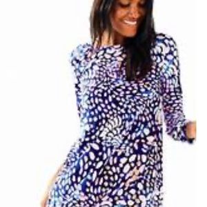 Lilly Pulitzer Navy & White Abstract Spot Long-Sleeve Dress